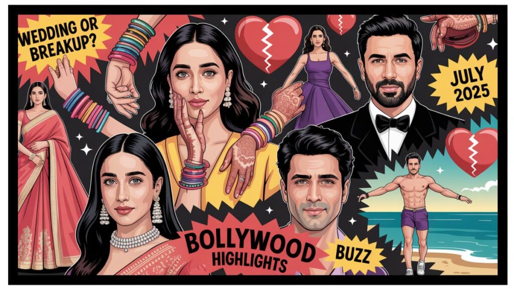 "Bollywood stars in a dramatic collage showing weddings, breakups, and viral moments – featuring Shraddha Kapoor, Ananya Panday, and more"